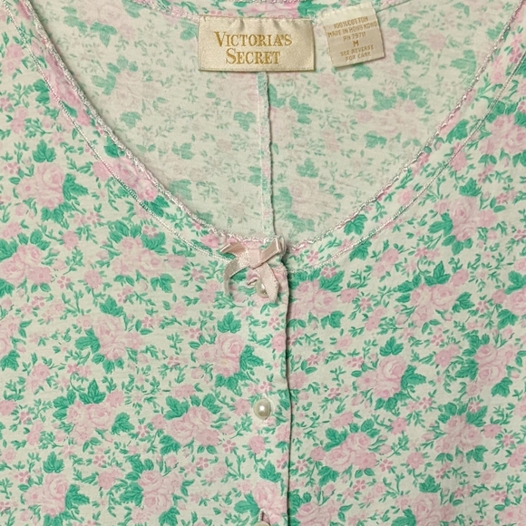 Victoria's Secret VTG Gold Label Pearl Button Cotton Floral Romper - Picture 2 of 5